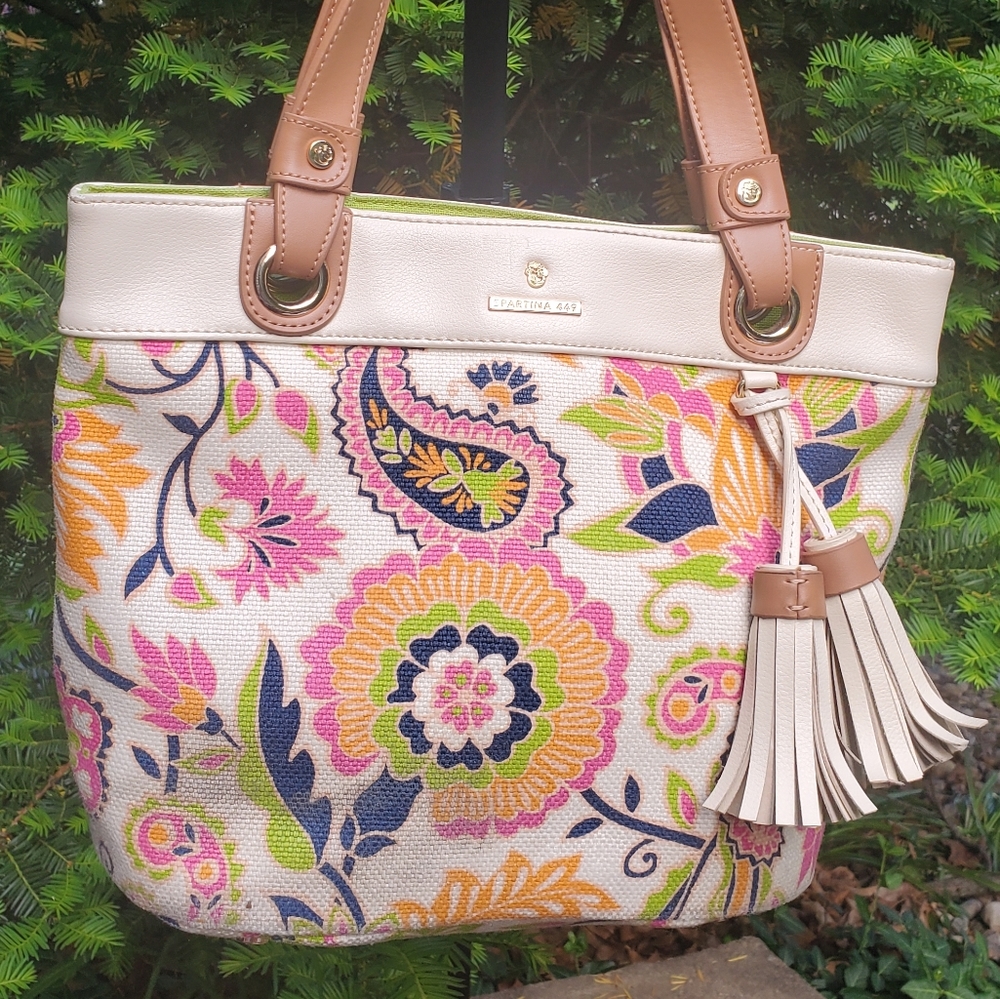 Spartina 449 Linen Genuine Leather Handbag
